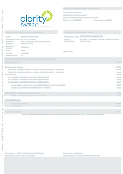 Primera página de una factura de Clarity, anonimizada