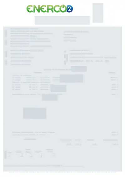 Primera página de una factura de EnerCO2, anonimizada